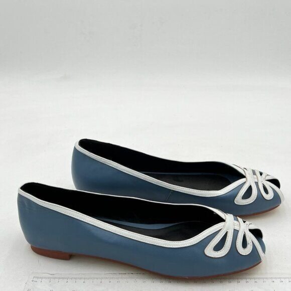 YDN Women Cutout Ballet Flats Peep Toe Loafer Pumps Comfy Slip On Casual Blue - Picture 4 of 7